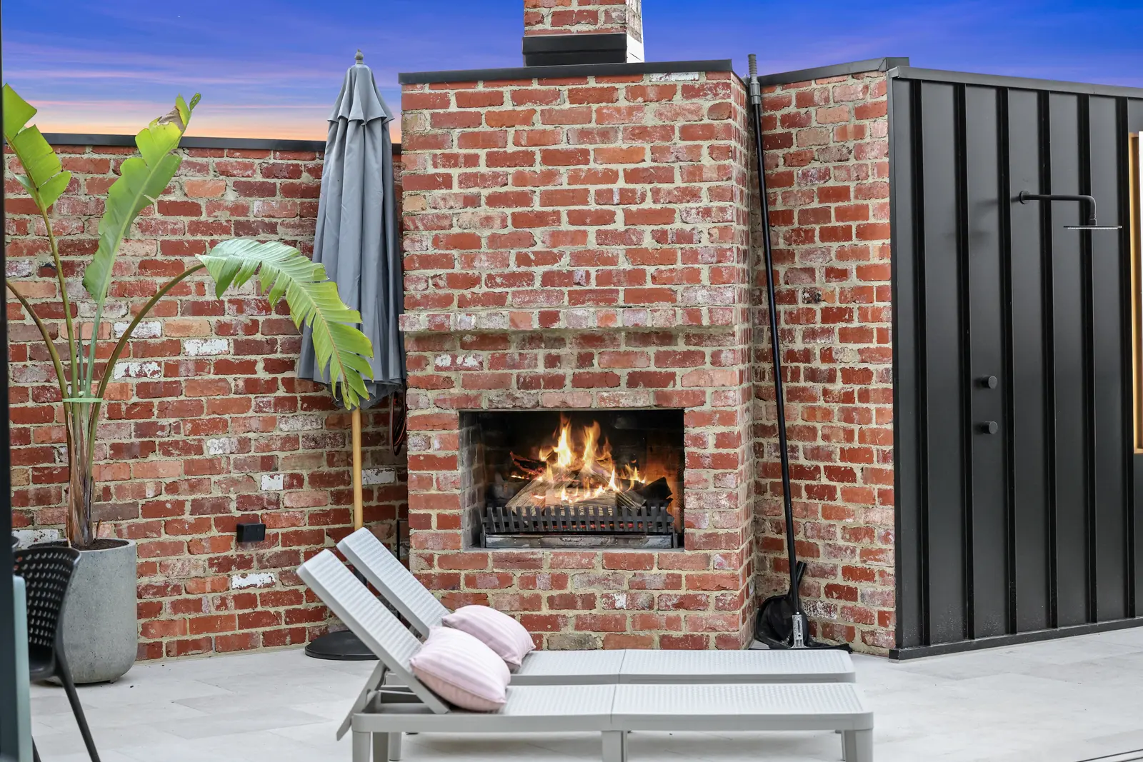 Outdoor brick fireplace and lounge, Traralgon